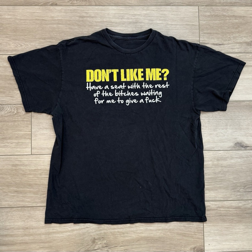 Vintage Y2K Dont Like Me ? Black Short Sleeve T-Shirt Women's Size XL Goth 2000s